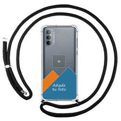 Personaliza tu Funda Colgante Transparente para Motorola Moto G31 con Cordon Negro Dibujo Personalizada
