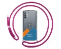 Personaliza tu Funda Colgante Transparente para Motorola Moto G31 con Cordon Rosa Fucsia Dibujo Personalizada