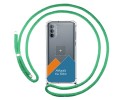 Personaliza tu Funda Colgante Transparente para Motorola Moto G31 con Cordon Verde Agua Dibujo Personalizada