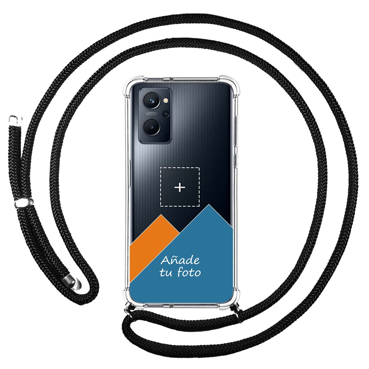 Personaliza tu Funda Colgante Transparente para Realme 9i con Cordon Negro Dibujo Personalizada