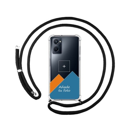 Personaliza tu Funda Colgante Transparente para Realme 9i con Cordon Negro Dibujo Personalizada