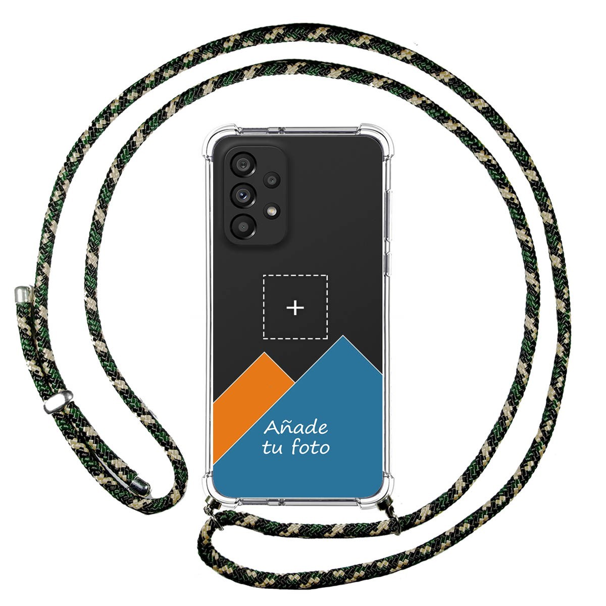 Personaliza tu Funda Colgante Transparente para Samsung Galaxy A33 5G con Cordon Verde / Dorado Dibujo Personalizada