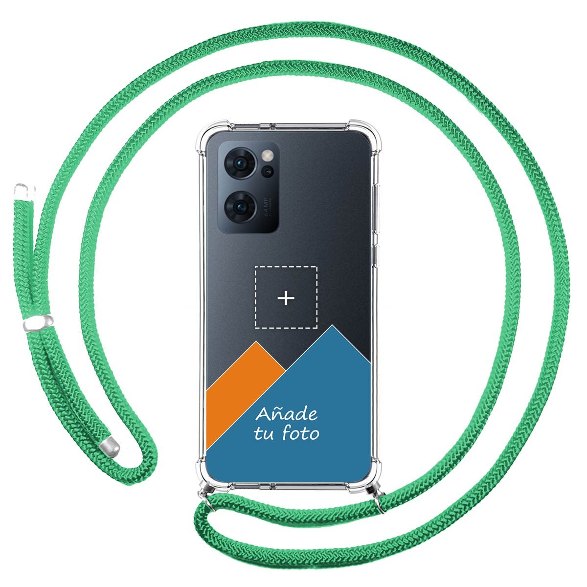 Personaliza tu Funda Colgante Transparente para Oppo Reno 7 5G con Cordon Verde Agua Dibujo Personalizada