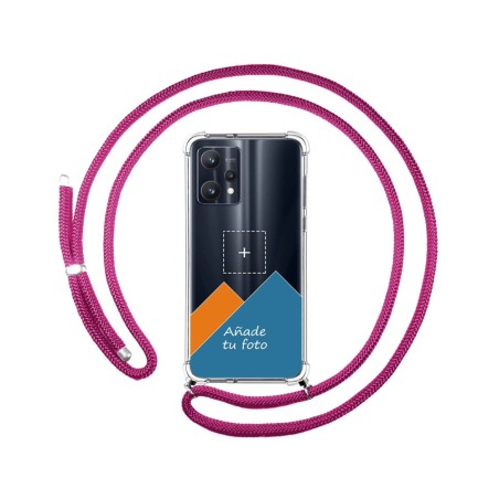 Personaliza tu Funda Colgante Transparente para Realme 9 Pro 5G con Cordon Rosa Fucsia Dibujo Personalizada