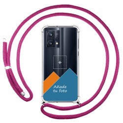 Personaliza tu Funda Colgante Transparente para Realme 9 Pro Plus 5G con Cordon Rosa Fucsia Dibujo Personalizada
