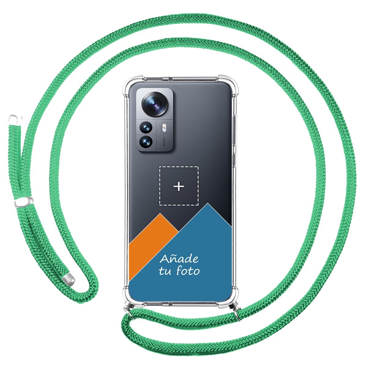 Personaliza tu Funda Colgante Transparente para Xiaomi 12 Pro 5G con Cordon Verde Agua Dibujo Personalizada