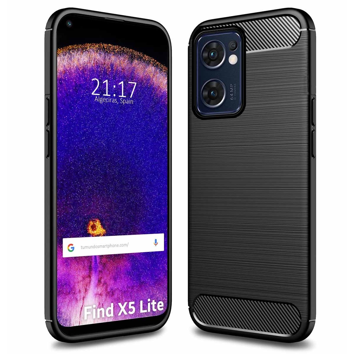 Funda Gel Tpu Tipo Carbon Negra para Oppo Find X5 Lite 5G