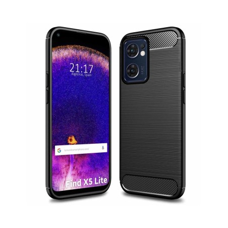 Funda Gel Tpu Tipo Carbon Negra para Oppo Find X5 Lite 5G