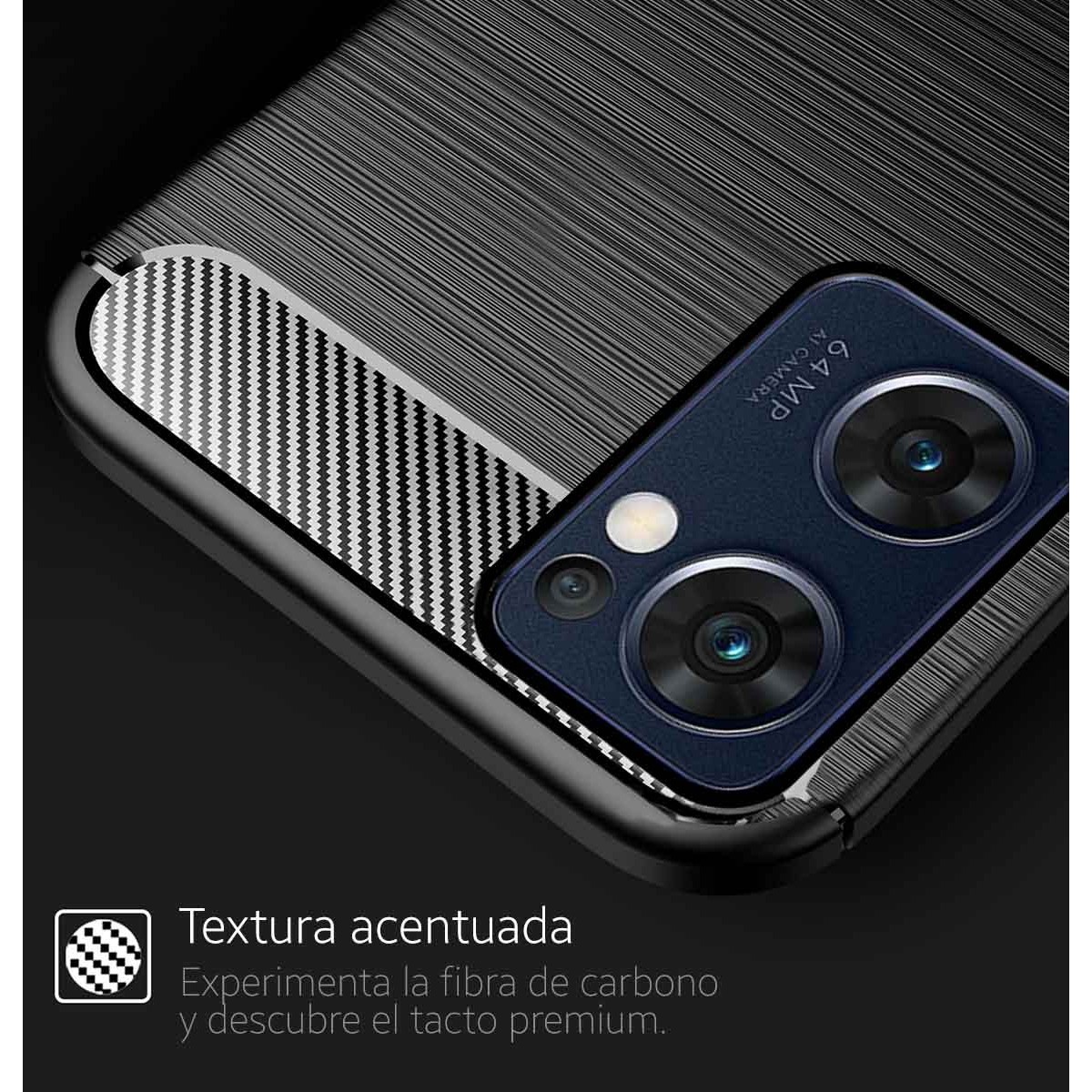 Funda Gel Tpu Tipo Carbon Negra para Oppo Find X5 Lite 5G