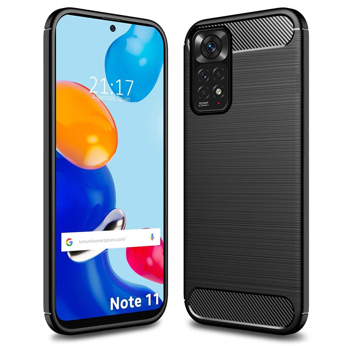 Funda Gel Tpu Tipo Carbon Negra para Xiaomi Redmi Note 11 / 11s