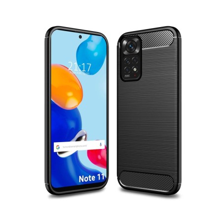 Funda Gel Tpu Tipo Carbon Negra para Xiaomi Redmi Note 11 / 11s