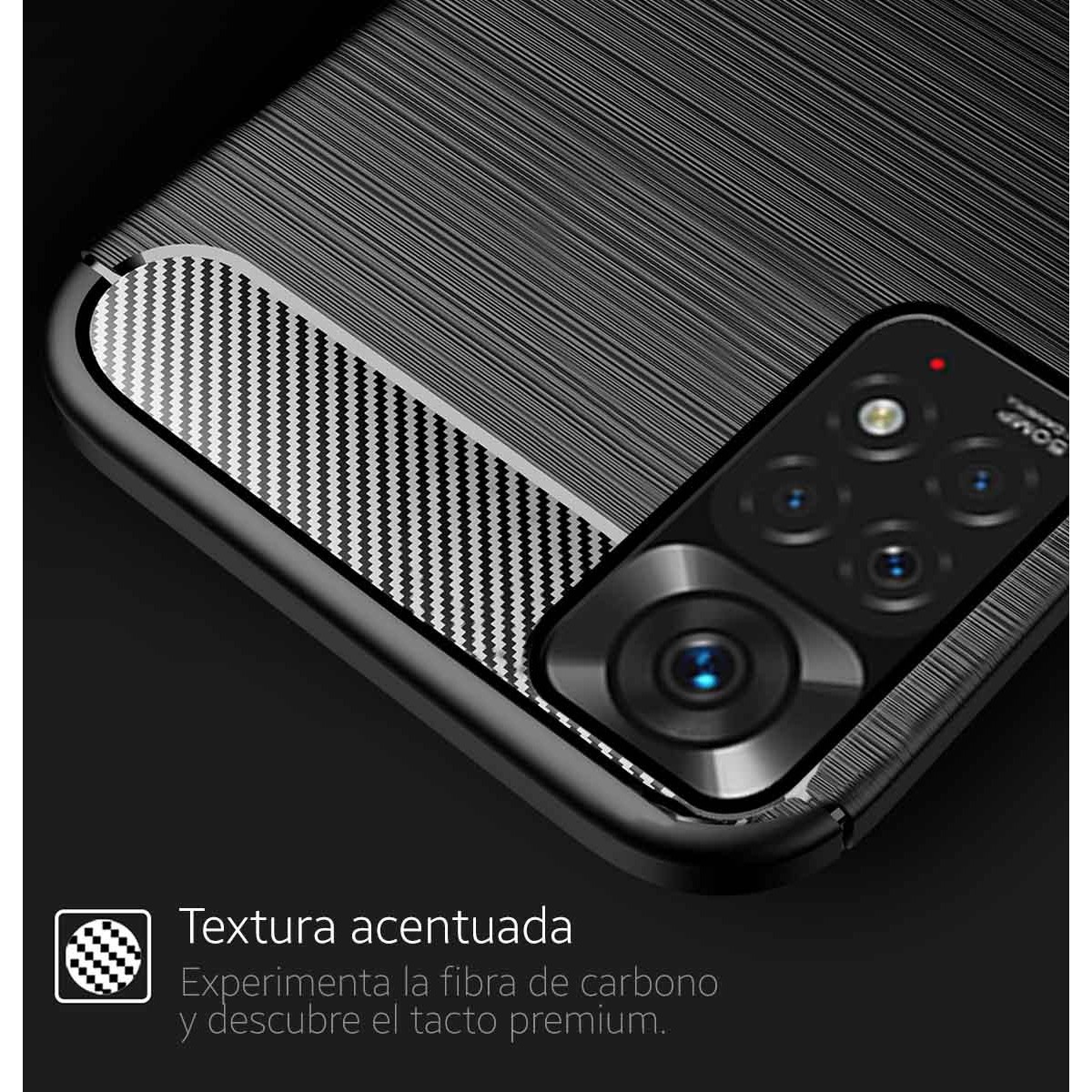 Funda Gel Tpu Tipo Carbon Negra para Xiaomi Redmi Note 11 / 11s