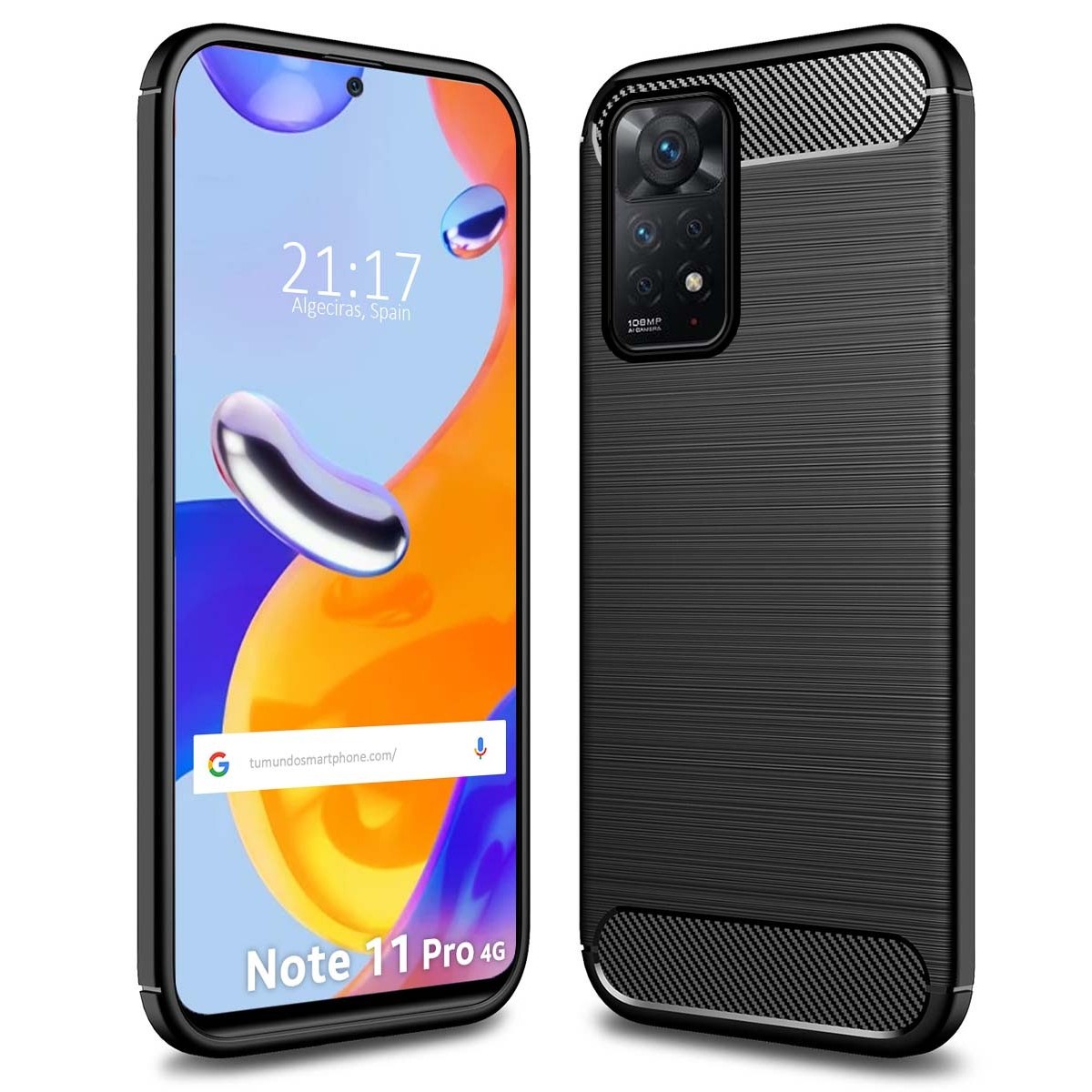 Funda Gel Tpu Tipo Carbon Negra para Xiaomi Redmi Note 11 Pro / 11 Pro 5G