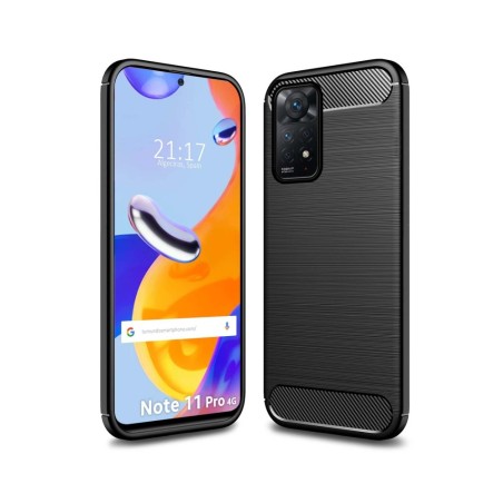 Funda Gel Tpu Tipo Carbon Negra para Xiaomi Redmi Note 11 Pro / 11 Pro 5G