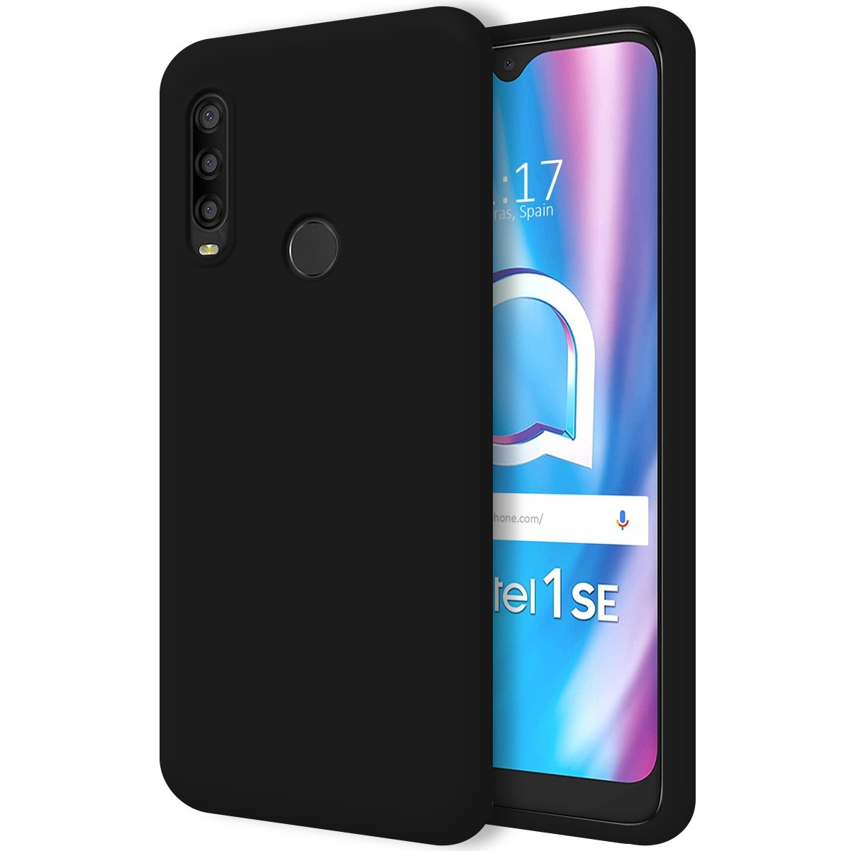 Funda Silicona Líquida Ultra Suave para Alcatel 1SE 2020 color Negra