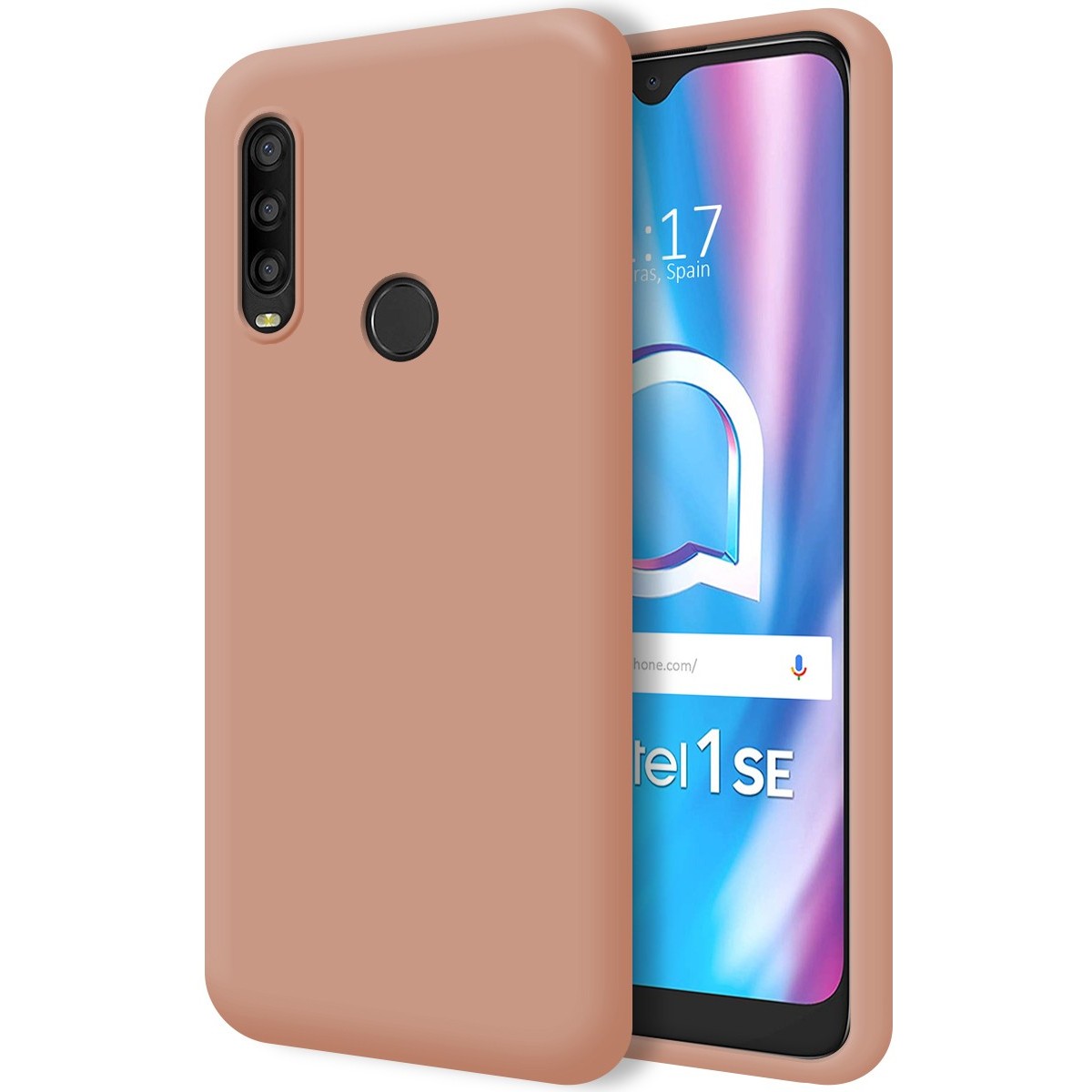Funda Silicona Líquida Ultra Suave para Alcatel 1SE 2020 color Rosa