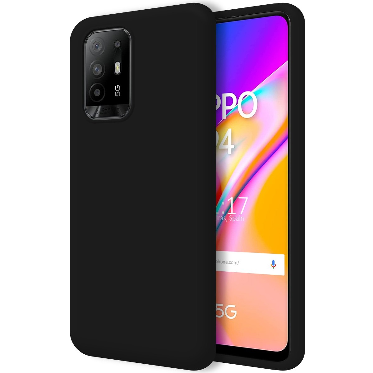 Funda Silicona Líquida Ultra Suave para Oppo A94 5G color Negra