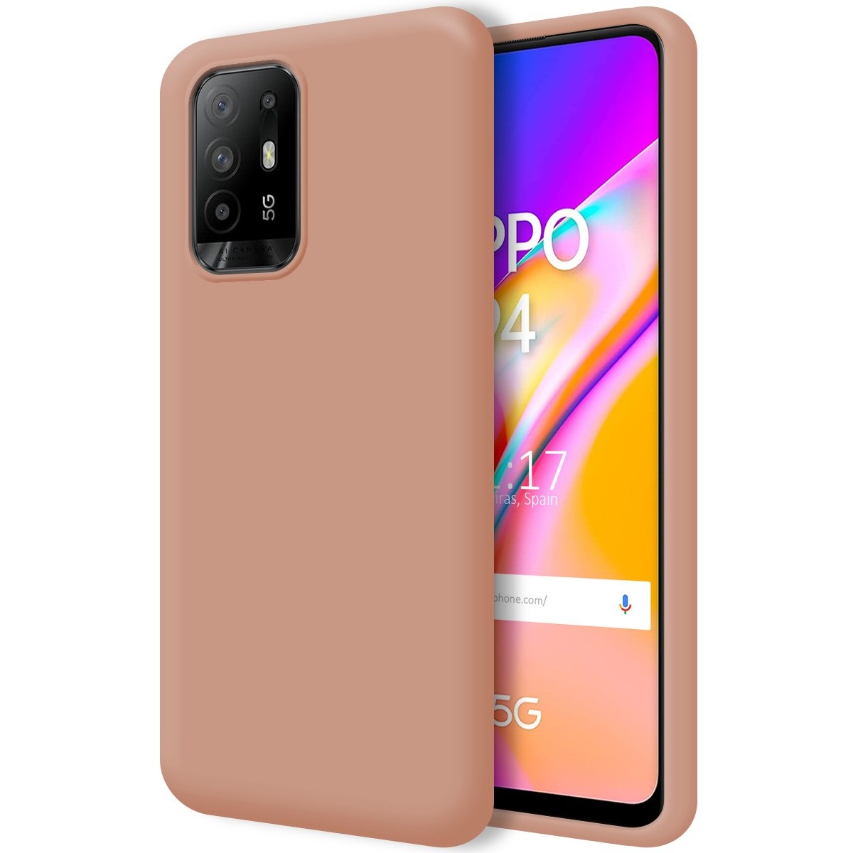 Funda Silicona Líquida Ultra Suave para Oppo A94 5G color Rosa
