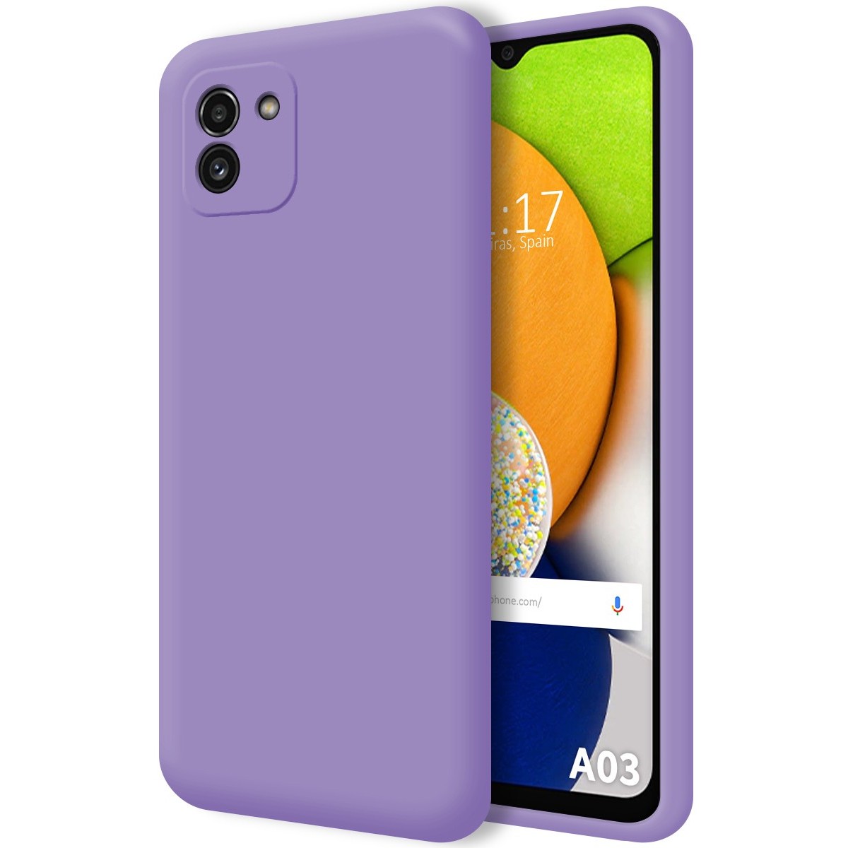 Funda Silicona Líquida Ultra Suave para Samsung Galaxy A03 color Morada