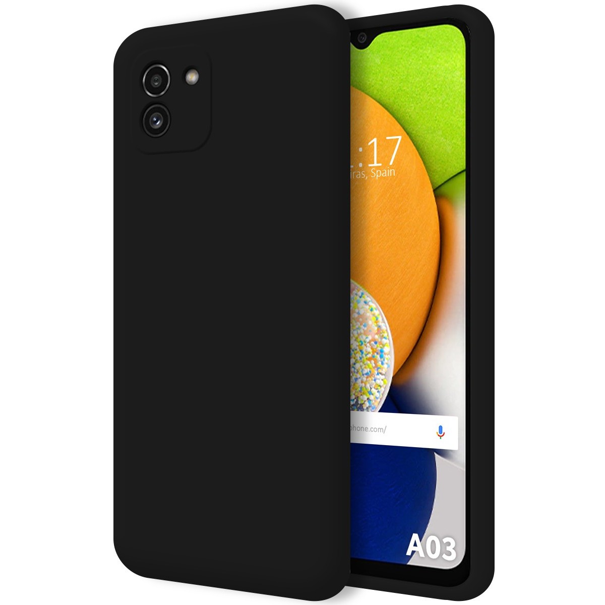 Funda Silicona Líquida Ultra Suave para Samsung Galaxy A03 color Negra