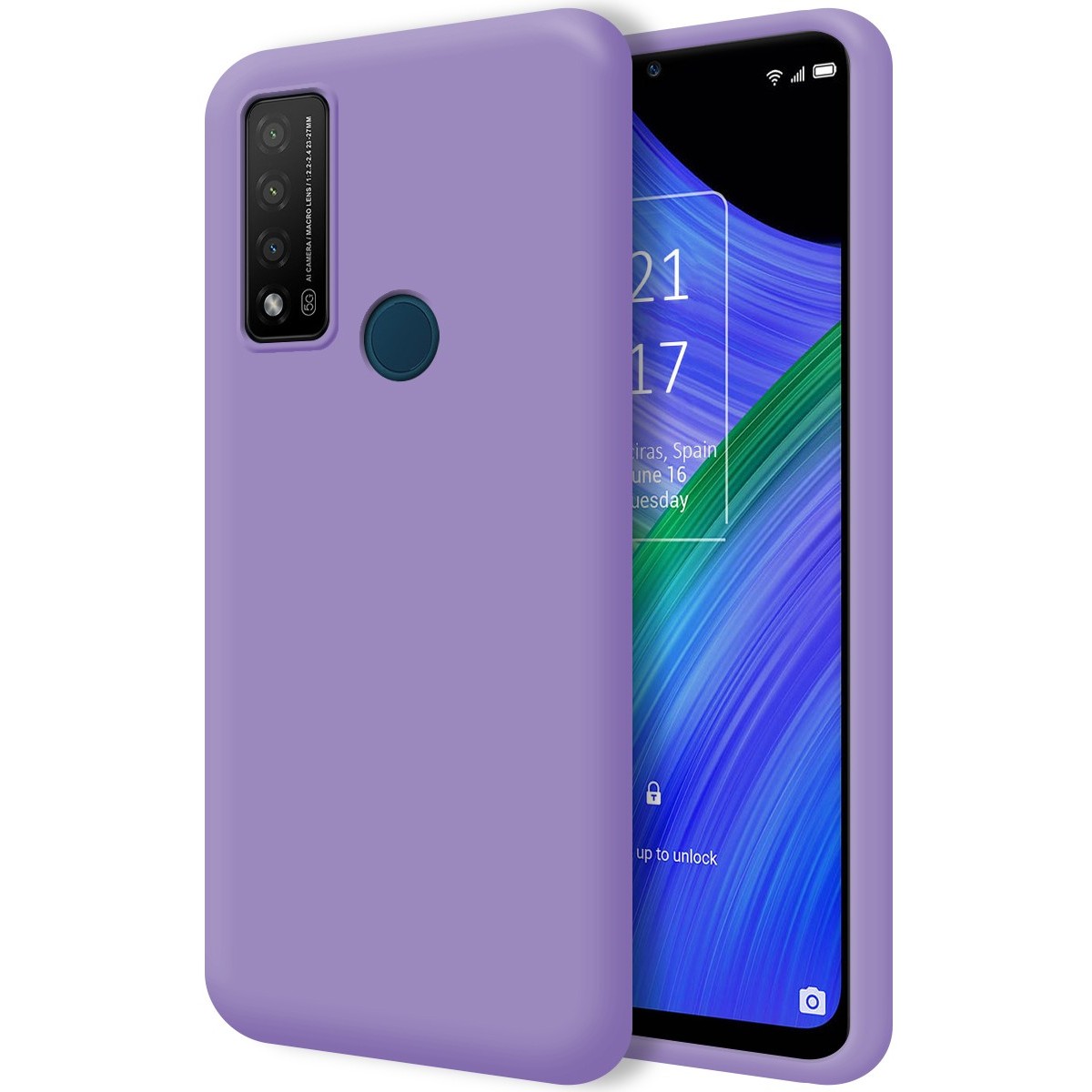 Funda Silicona Líquida Ultra Suave para TCL 20 R 5G color Morada