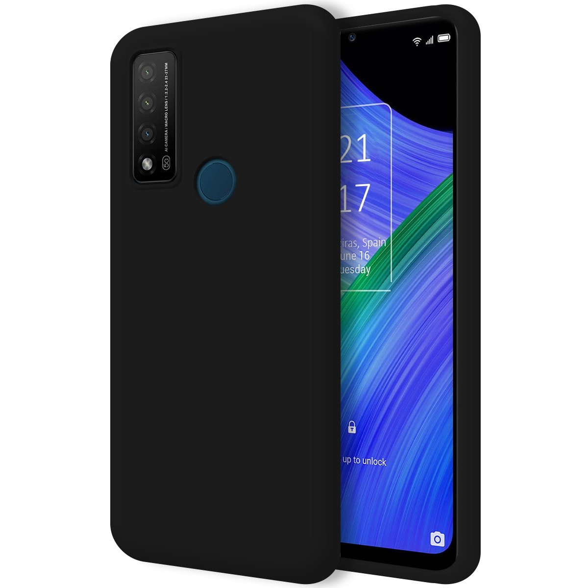 Funda Silicona Líquida Ultra Suave para TCL 20 R 5G color Negra