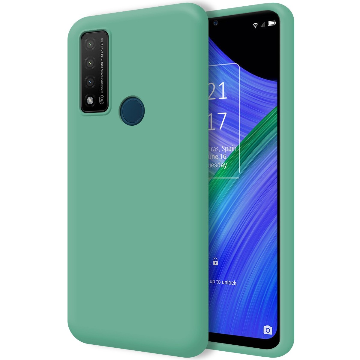 Funda Silicona Líquida Ultra Suave para TCL 20 R 5G color Verde