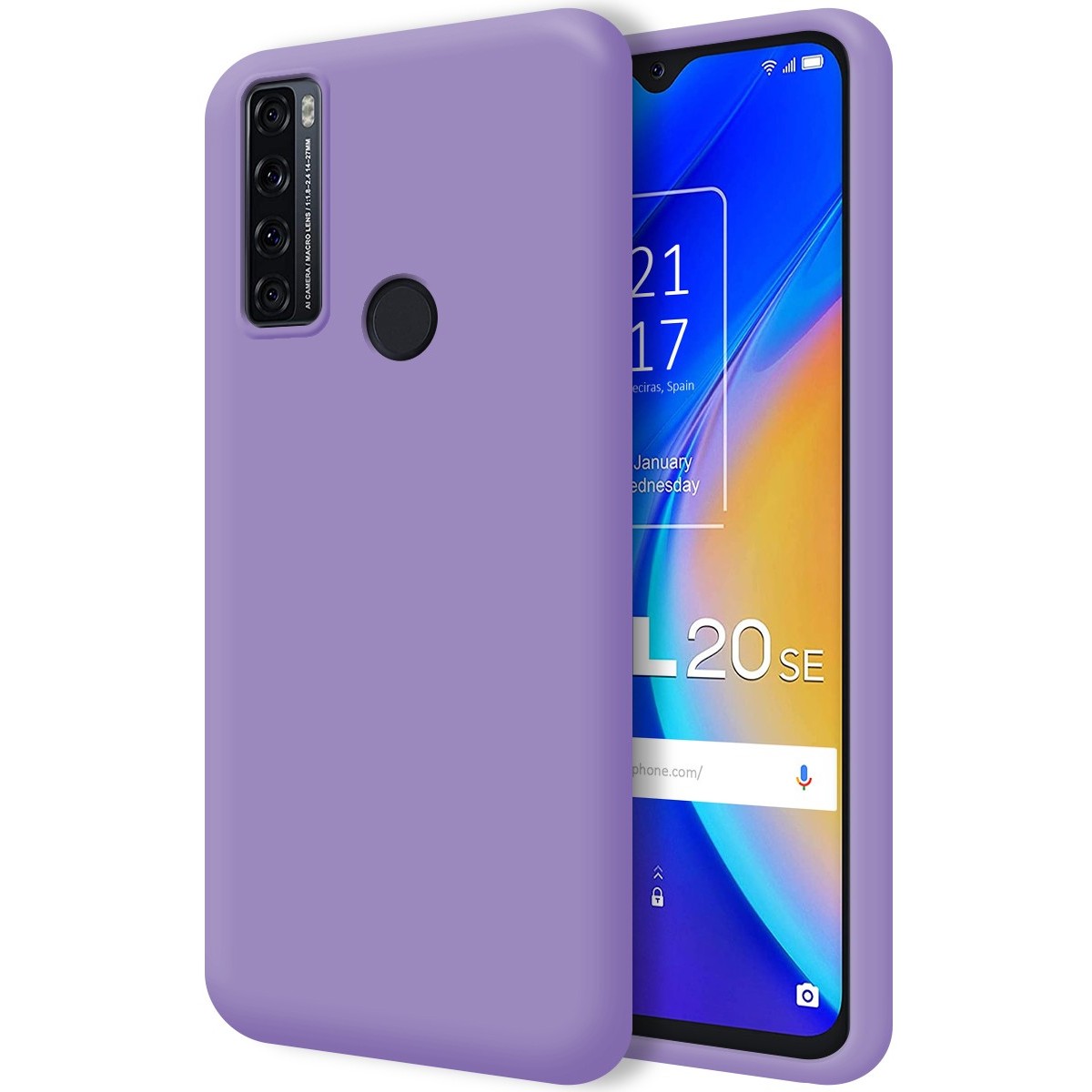 Funda Silicona Líquida Ultra Suave para TCL 20 SE color Morada