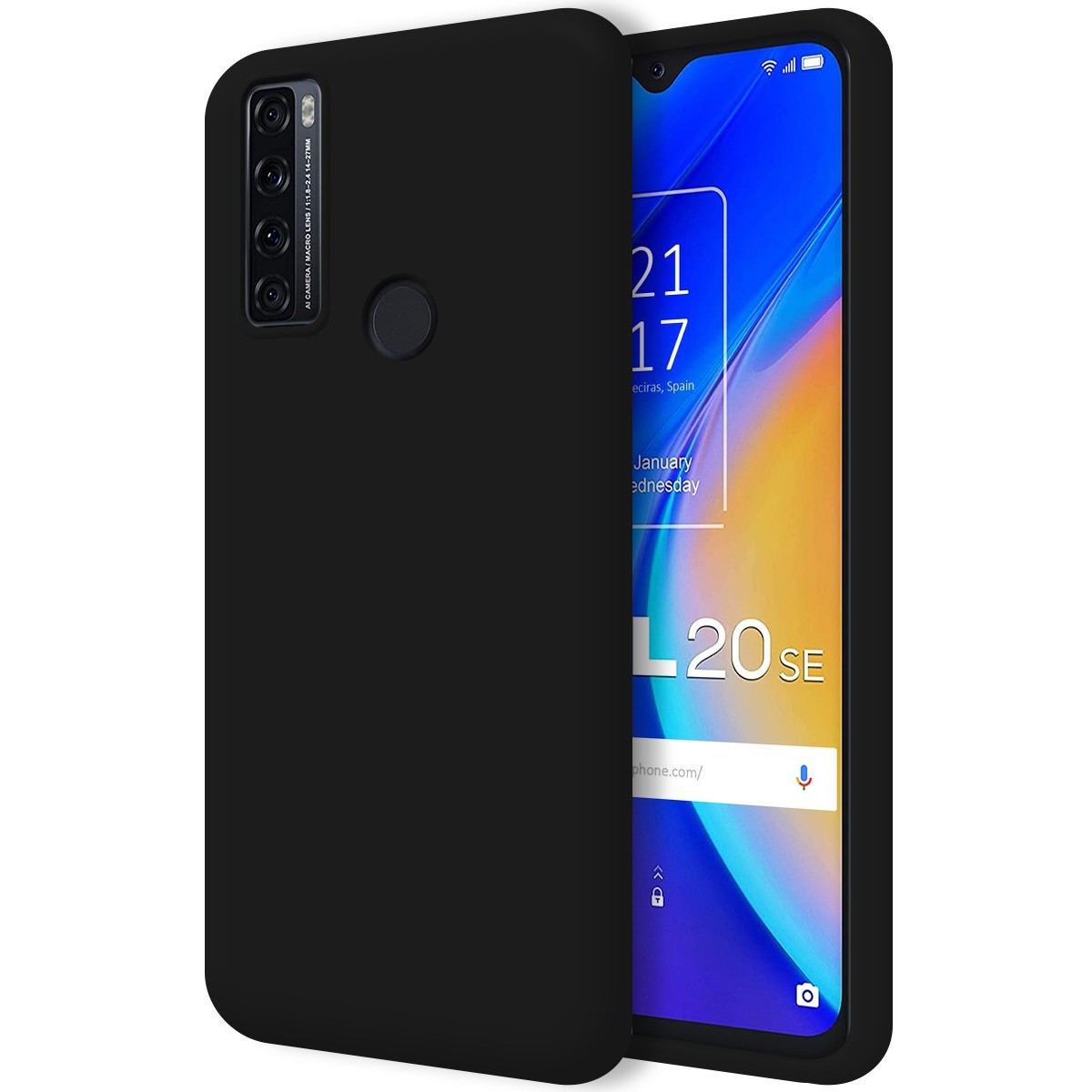 Funda Silicona Líquida Ultra Suave para TCL 20 SE color Negra