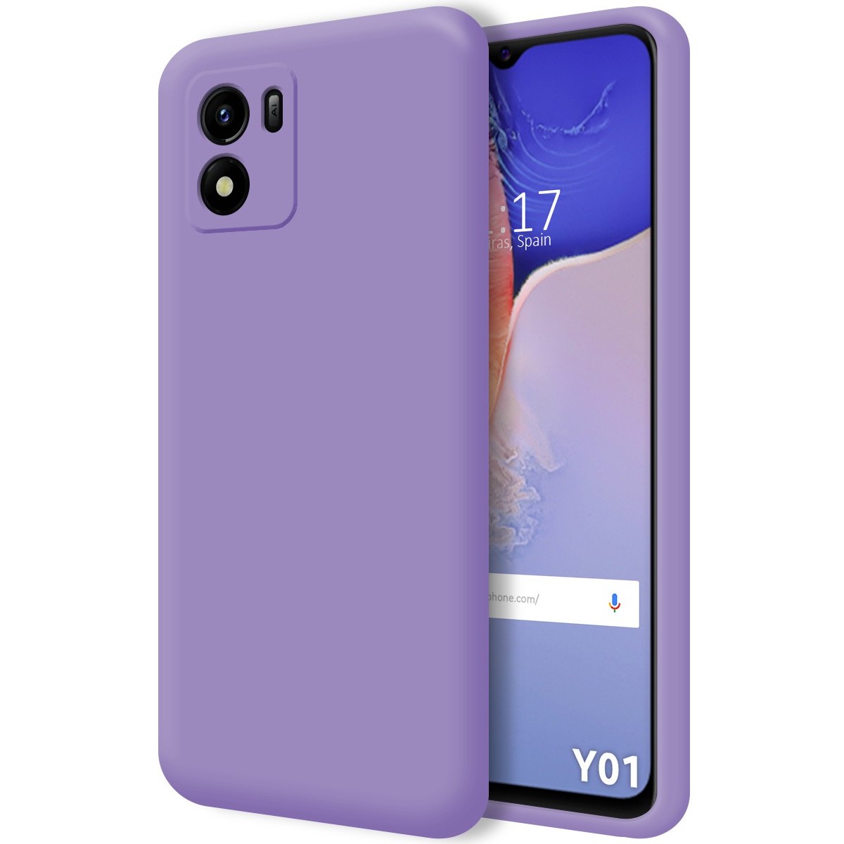 Funda Silicona Líquida Ultra Suave para Vivo Y01 color Morada