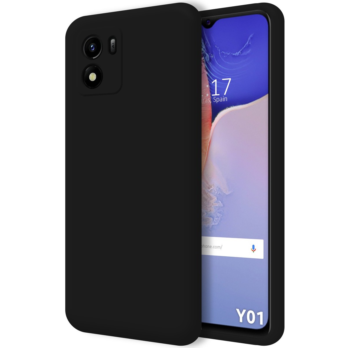 Funda Silicona Líquida Ultra Suave para Vivo Y01 color Negra