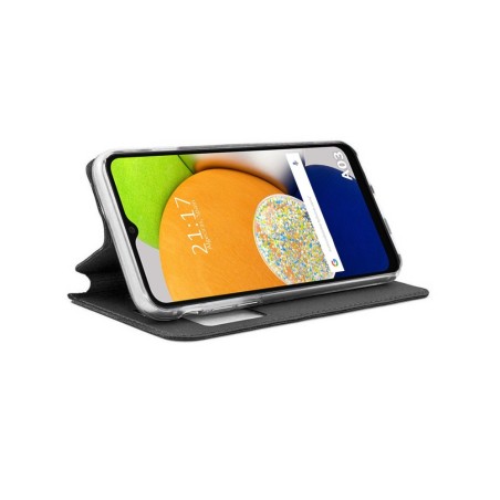 Funda Libro Soporte con Ventana para Samsung Galaxy A03 color Negra