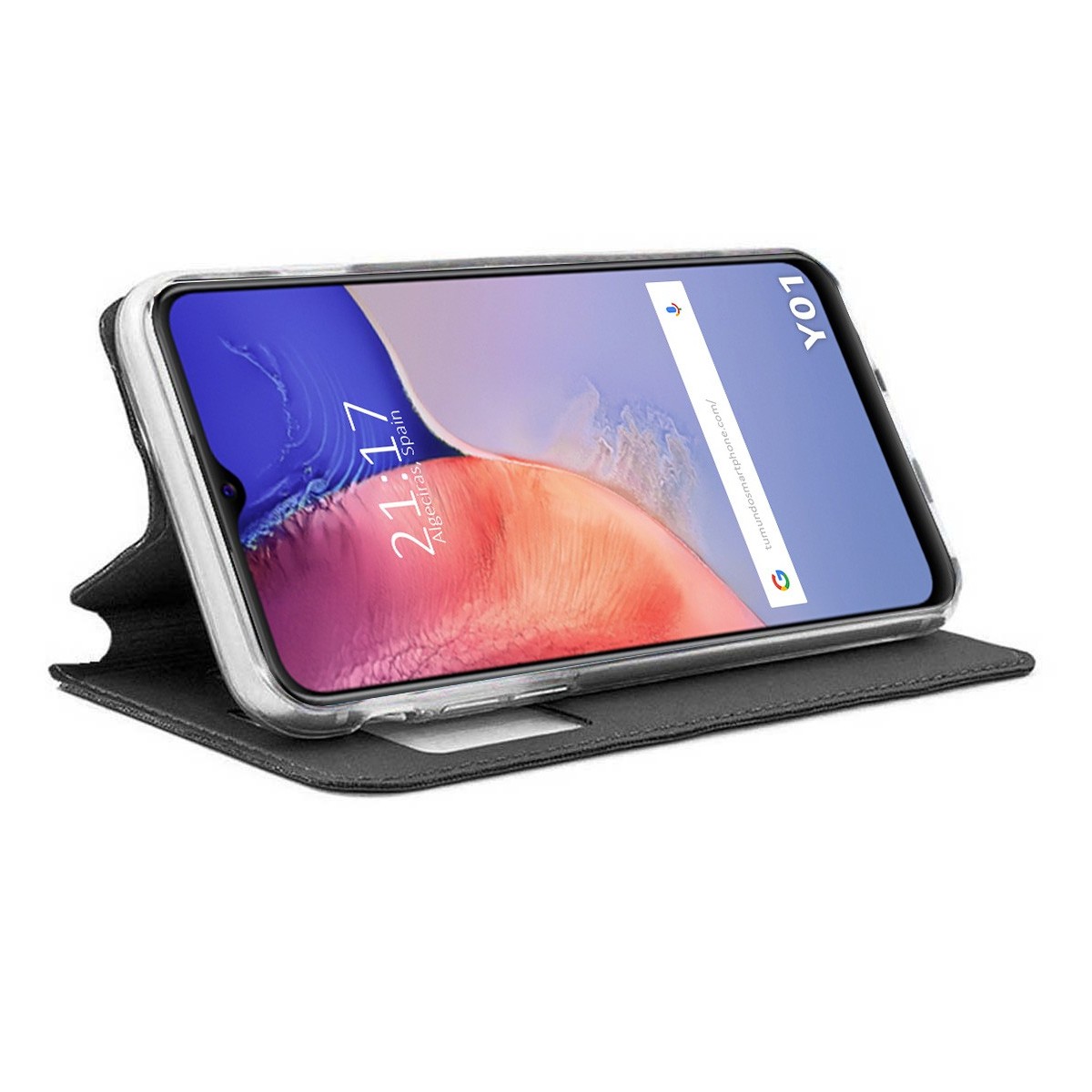 Funda Libro Soporte con Ventana para Vivo Y01 color Negra
