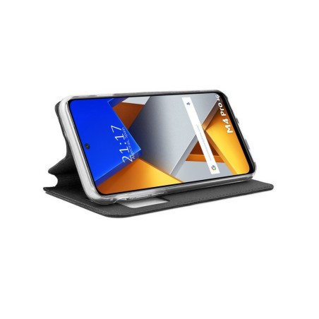Funda Libro Soporte con Ventana para Xiaomi POCO M4 Pro 4G color Negra