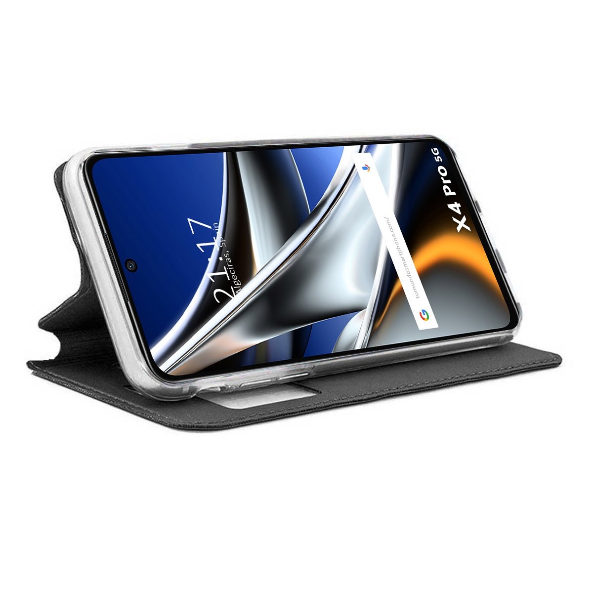 Funda Libro Soporte con Ventana para Xiaomi POCO X4 Pro 5G color Negra