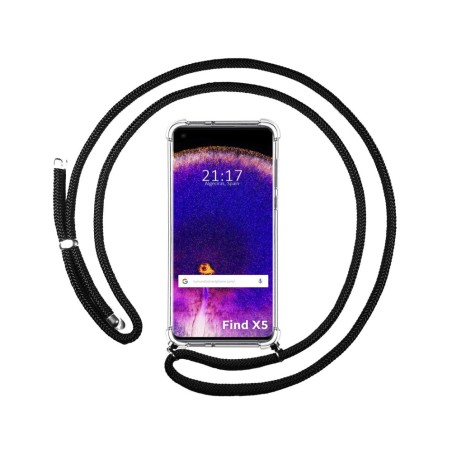 Funda Colgante Transparente para Oppo Find X5 5G con Cordon Negro