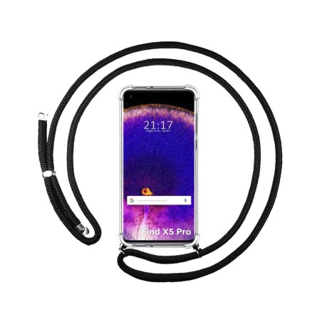 Funda Colgante Transparente para Oppo Find X5 Pro 5G con Cordon Negro