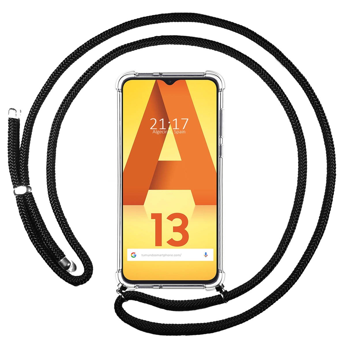 Funda Colgante Transparente para Samsung Galaxy A13 4G con Cordon Negro