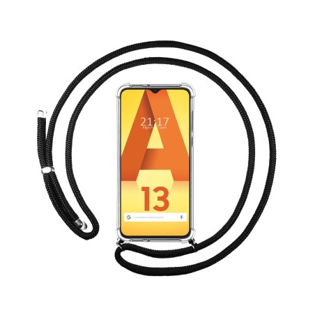 Funda Colgante Transparente para Samsung Galaxy A13 4G con Cordon Negro