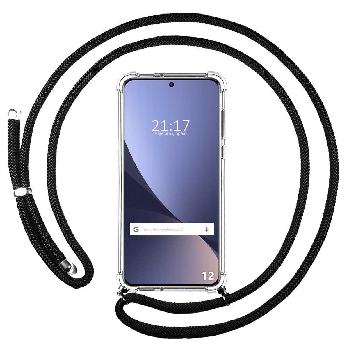 Funda Colgante Transparente para Xiaomi 12 / 12X 5G con Cordon Negro