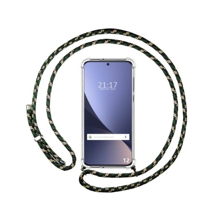Funda Colgante Transparente para Xiaomi 12 / 12X 5G con Cordon Verde / Dorado