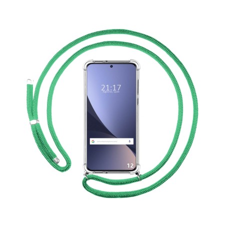 Funda Colgante Transparente para Xiaomi 12 / 12X 5G con Cordon Verde Agua