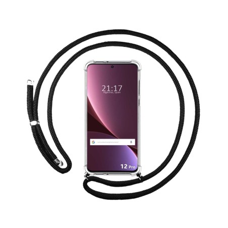 Funda Colgante Transparente para Xiaomi 12 Pro 5G con Cordon Negro