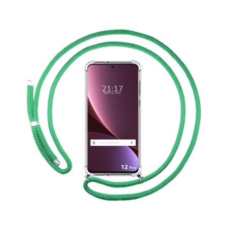 Funda Colgante Transparente para Xiaomi 12 Pro 5G con Cordon Verde Agua