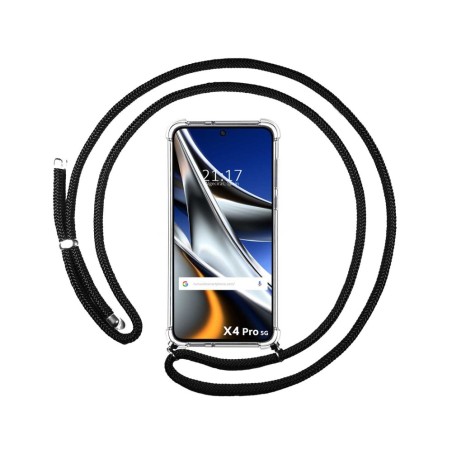Funda Colgante Transparente para Xiaomi POCO X4 Pro 5G con Cordon Negro