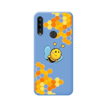Funda Silicona Líquida Azul para Alcatel 1SE 2020 diseño Abeja Dibujos
