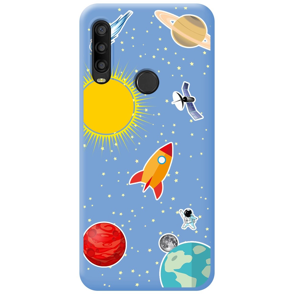 Funda Silicona Líquida Azul para Alcatel 1SE 2020 diseño Espacio Dibujos