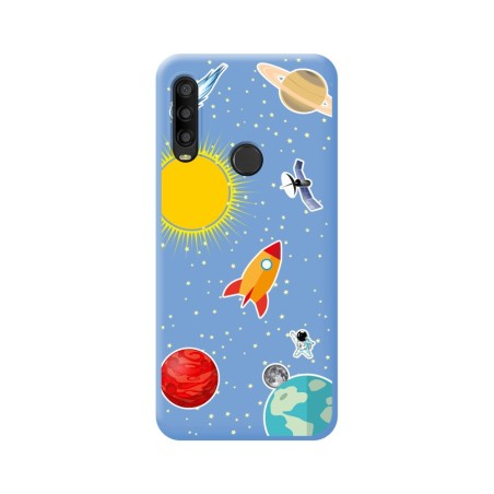Funda Silicona Líquida Azul para Alcatel 1SE 2020 diseño Espacio Dibujos