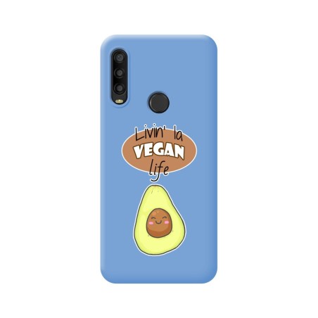 Funda Silicona Líquida Azul para Alcatel 1SE 2020 diseño Vegan Life Dibujos