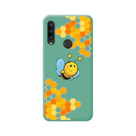 Funda Silicona Líquida Verde para Alcatel 1SE 2020 diseño Abeja Dibujos